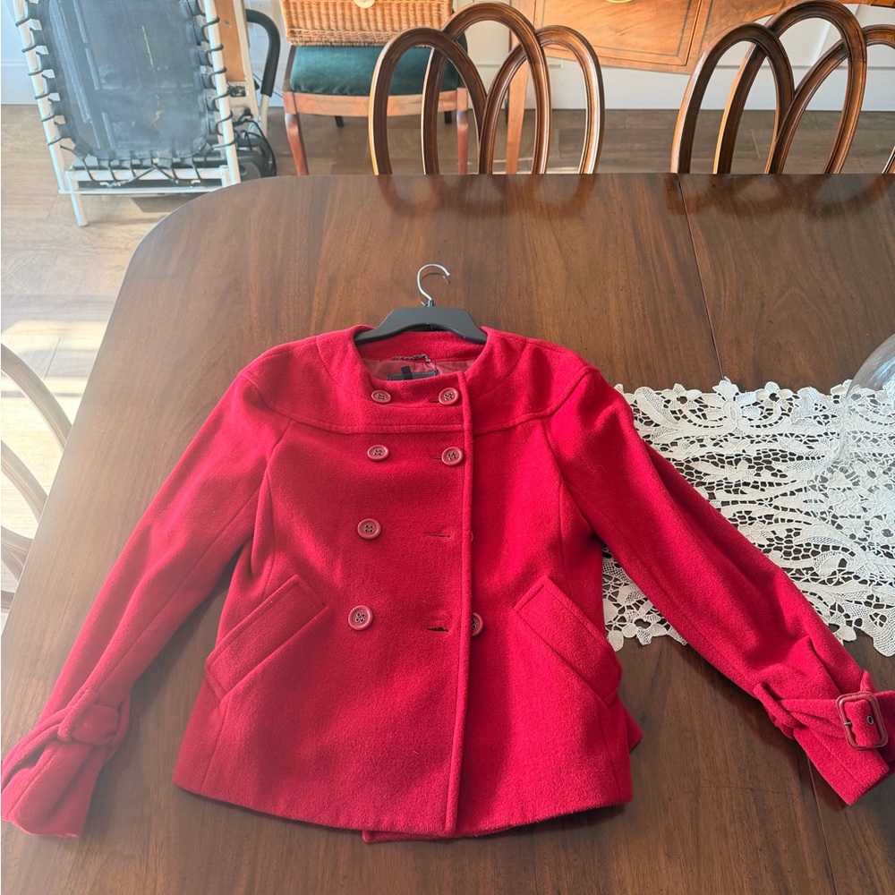BCBGMaxAzria fully lined Red Pea Coat, size M
